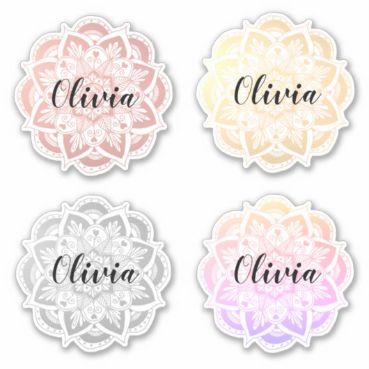 Gepersonaliseerde Multicolor Mandala Aangepaste na Sticker (Voorkant)
