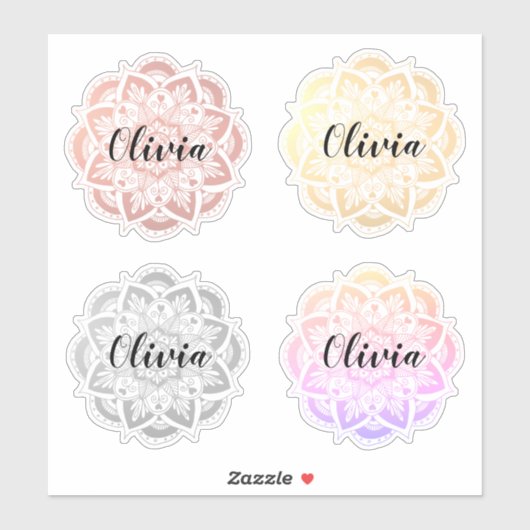 Gepersonaliseerde Multicolor Mandala Aangepaste na Sticker (Vel)