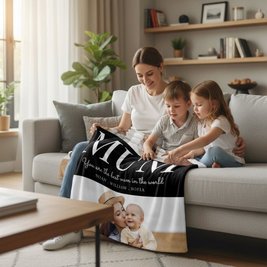Gepersonaliseerde Mum Cadeaus Zwart-wit 4 Foto Fleece Deken