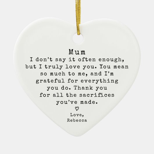Gepersonaliseerde Mum Gift  Minimal Christmas Keramisch Ornament (Voorkant)