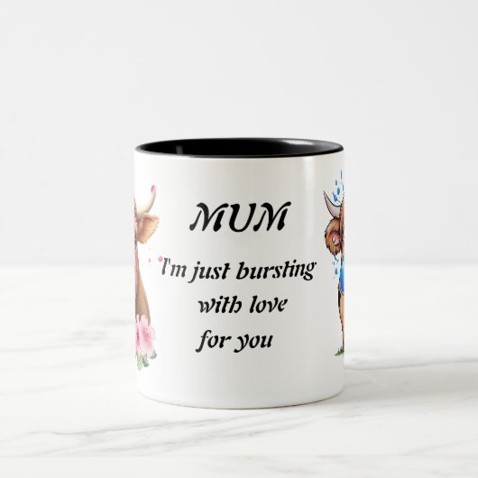 Gepersonaliseerde Mum Highland Koe Koffie Mok (Center)