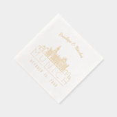 Gepersonaliseerde Munich Wedding Napkins Gold Foli Folie Servetten (Rechts)