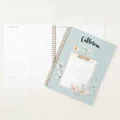 Gepersonaliseerde Munt en Gouden Bloemen Planner (Display)
