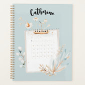 Gepersonaliseerde Munt en Gouden Bloemen Planner (Voorkant)