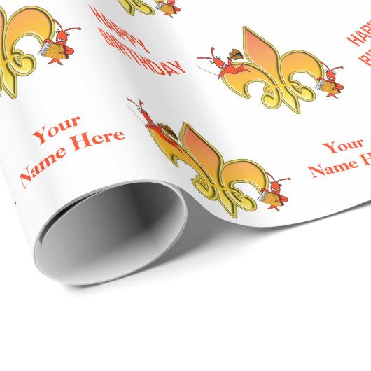 Gepersonaliseerde Musical Cajun Crawfish Fleur de Cadeaupapier (Rol Hoek)