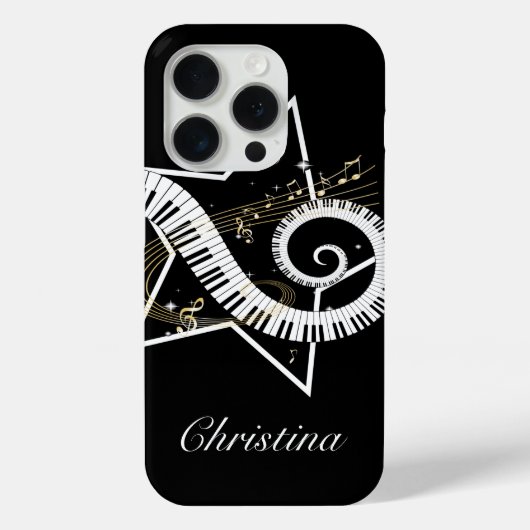 Gepersonaliseerde Musical Star gouden notities iPh Case-Mate iPhone Case (Achterkant)