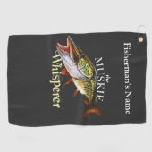 Gepersonaliseerde muskie fluisteraar donker Gevist Golfhanddoek (Horizontaal)