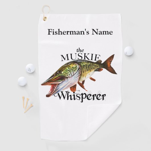 Gepersonaliseerde Muskie Whisperer Light Gevist ha Golfhanddoek (Insitu)