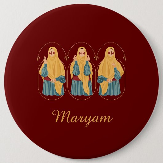 Gepersonaliseerde Muslimah illustratie Button (Voorkant)