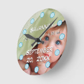 Gepersonaliseerde Muur Klok Baby Boy Stats (Hoek)