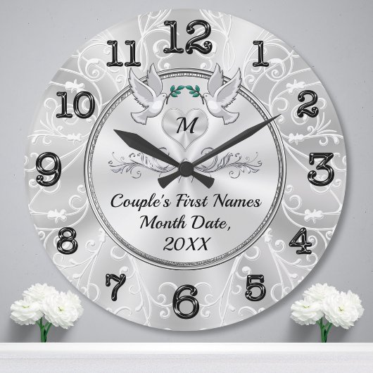 Gepersonaliseerde Muur Klok Trouwcadeau, Torteldui