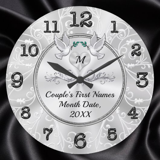Gepersonaliseerde Muur Klok Trouwcadeau, Torteldui