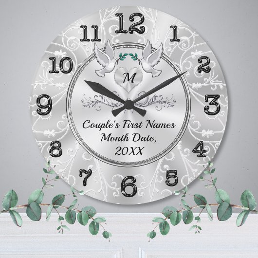 Gepersonaliseerde Muur Klok Trouwcadeau, Torteldui
