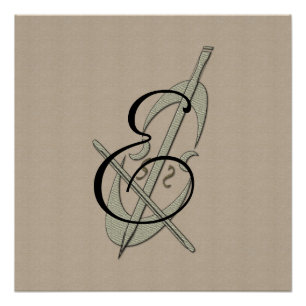 Gepersonaliseerde Muziek Cello Fan Monogram Poster