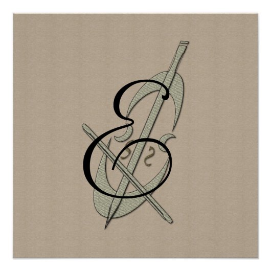 Gepersonaliseerde Muziek Cello Fan Monogram Poster (Voorkant)