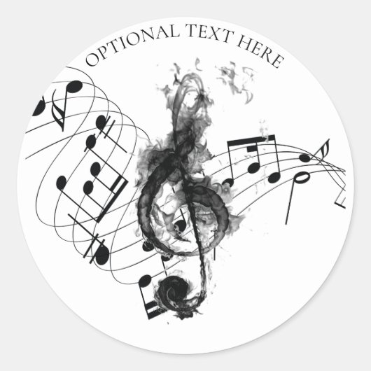 Gepersonaliseerde muziek Note zwart-wit Ronde Sticker (Voorkant)