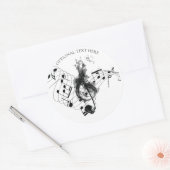 Gepersonaliseerde muziek Note zwart-wit Ronde Sticker (Envelop)
