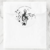 Gepersonaliseerde muziek Note zwart-wit Ronde Sticker (Tas)