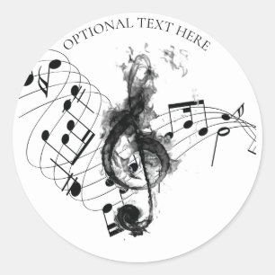 Gepersonaliseerde muziek Note zwart-wit Ronde Sticker