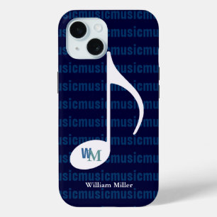 Gepersonaliseerde muziek notitie gestreept iPhone 15 case