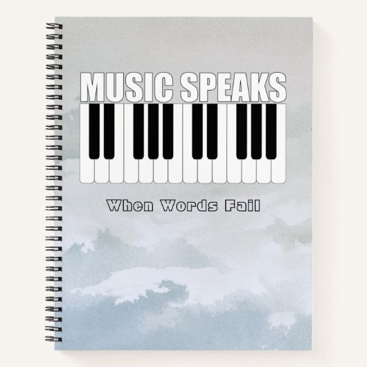 Gepersonaliseerde muziek spreekt Inspirerend citaa Notitieboek (Voorkant)