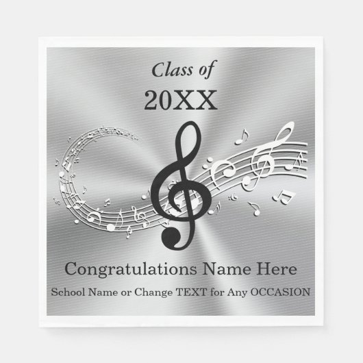 Gepersonaliseerde muziek thema Afstudeerfeest serv Servet (Voorkant)