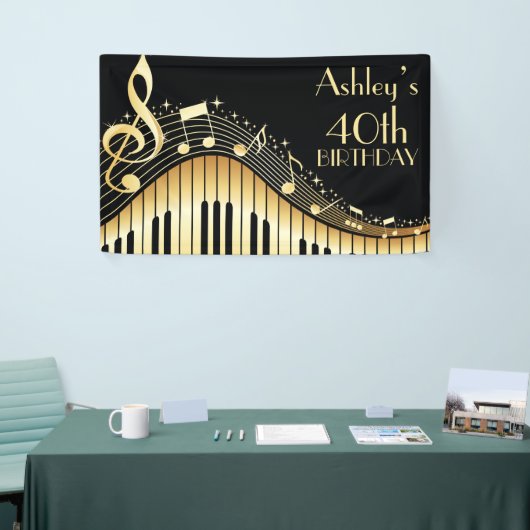 Gepersonaliseerde muziek verjaardagsbanner spandoek