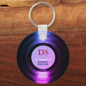 Gepersonaliseerde muziek vinyl Record Paars Sleutelhanger (Voorkant)