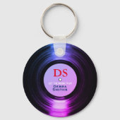 Gepersonaliseerde muziek vinyl Record Paars Sleutelhanger (Achterkant)