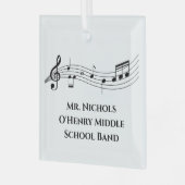 Gepersonaliseerde muziekdocent Musical Notes Glas Ornament (Voorkant links)