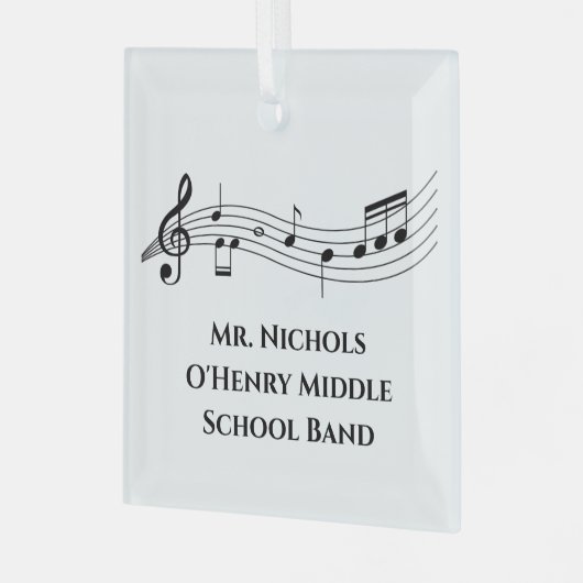 Gepersonaliseerde muziekdocent Musical Notes Glas Ornament (Voorkant links)