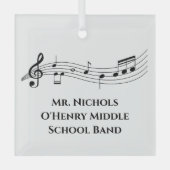 Gepersonaliseerde muziekdocent Musical Notes Glas Ornament (Voorkant)