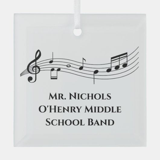 Gepersonaliseerde muziekdocent Musical Notes Glas Ornament (Voorkant)