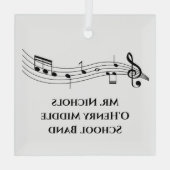Gepersonaliseerde muziekdocent Musical Notes Glas Ornament (Achterkant)