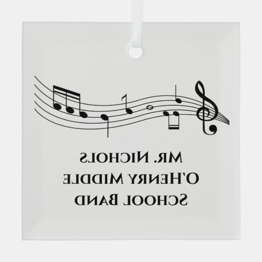 Gepersonaliseerde muziekdocent Musical Notes Glas Ornament (Achterkant)