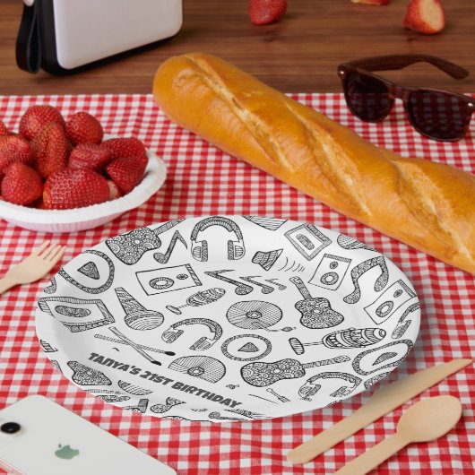 Gepersonaliseerde muziekinstrumenten Muziek Access Papieren Bordje (Picknick)