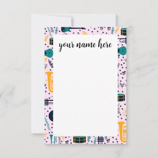 Gepersonaliseerde muziekinstrumenten Notecads Bedankkaart (Voorkant)