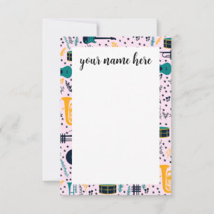 Gepersonaliseerde muziekinstrumenten Notecads Bedankkaart