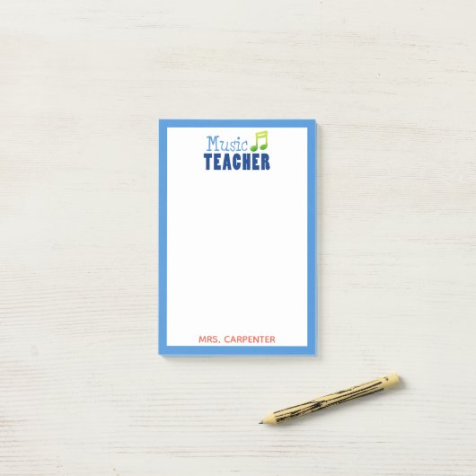 Gepersonaliseerde muziekleraar post-it® notes (Op bureau)
