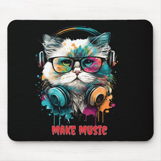 Gepersonaliseerde Muziekliefhebber Cat Mouse Pad Muismat (Voorkant)