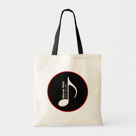 Gepersonaliseerde muzieknoot met naam tote bag (Voorkant)