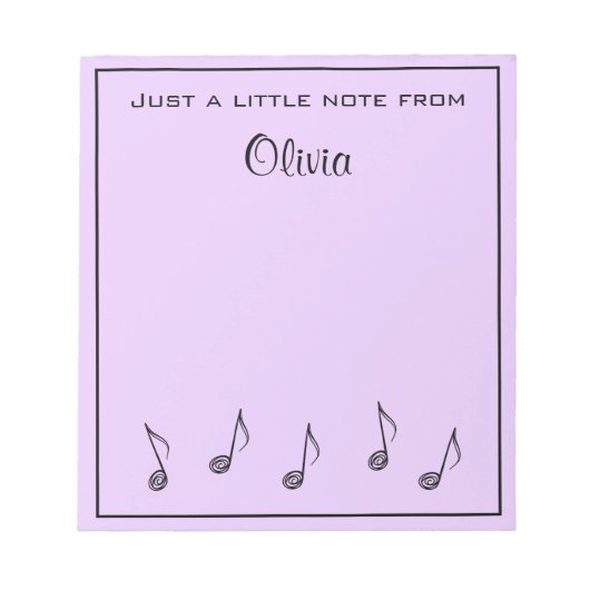 Gepersonaliseerde Muzieknoten Lavendel Notitieblok (Voorkant)