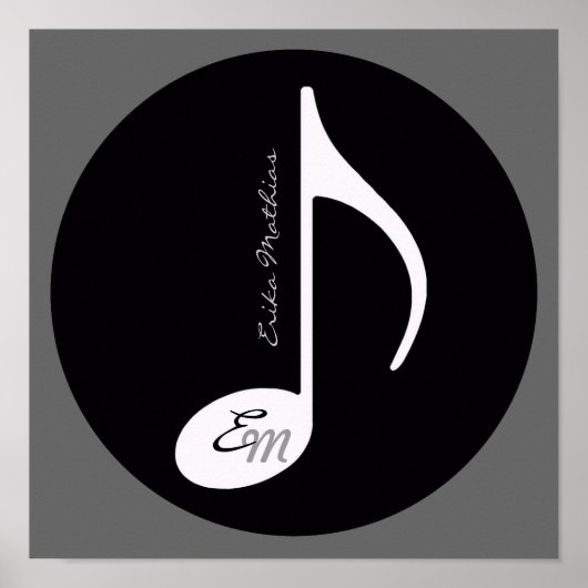 gepersonaliseerde muzieknotitie zwart idee poster (Voorkant)