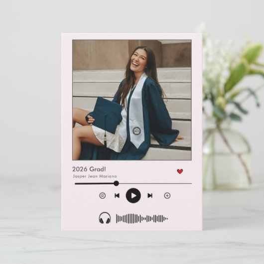 Gepersonaliseerde Muziekspeler Klasse van 2025 afs Kaart (Staand voorkant)