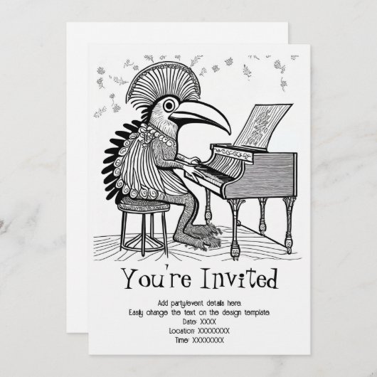 Gepersonaliseerde muzikale soiree uitnodiging (Voorkant / Achterkant)