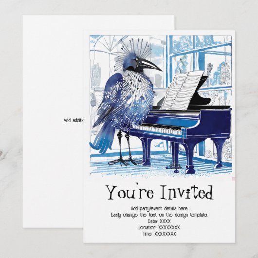 Gepersonaliseerde muzikale soiree uitnodiging (Voorkant / Achterkant)