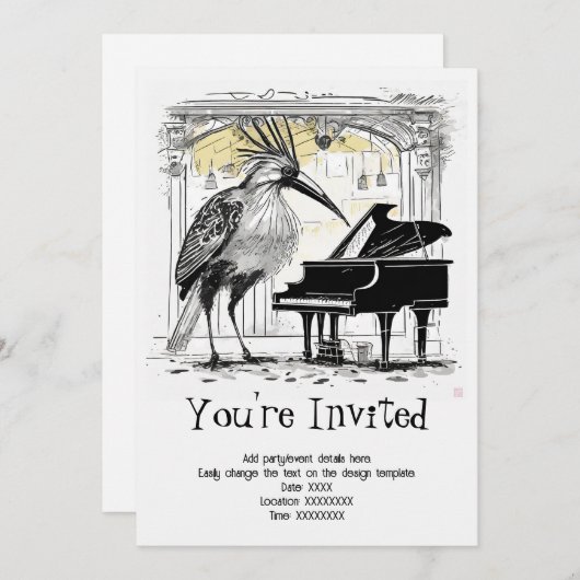 Gepersonaliseerde muzikale soiree uitnodiging (Voorkant / Achterkant)