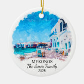 Gepersonaliseerde Mykonos Ornament, Griekenland Keramisch Ornament (Voorkant)