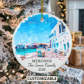 Gepersonaliseerde Mykonos Ornament, Griekenland Keramisch Ornament