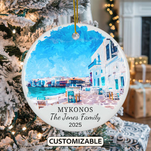 Gepersonaliseerde Mykonos Ornament, Griekenland Keramisch Ornament